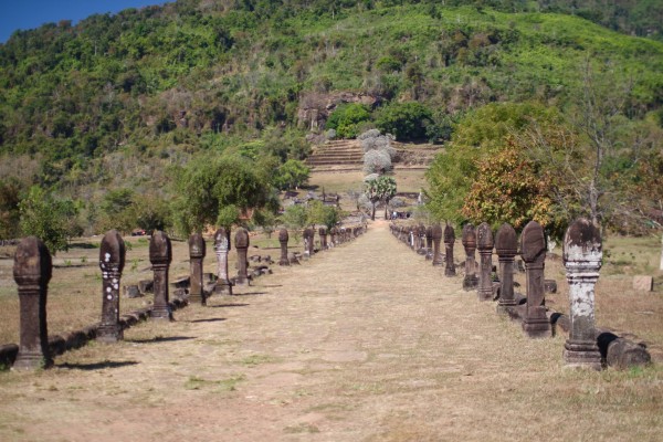 クメール遺跡　参道 Wat Phou, Champasak, Laos